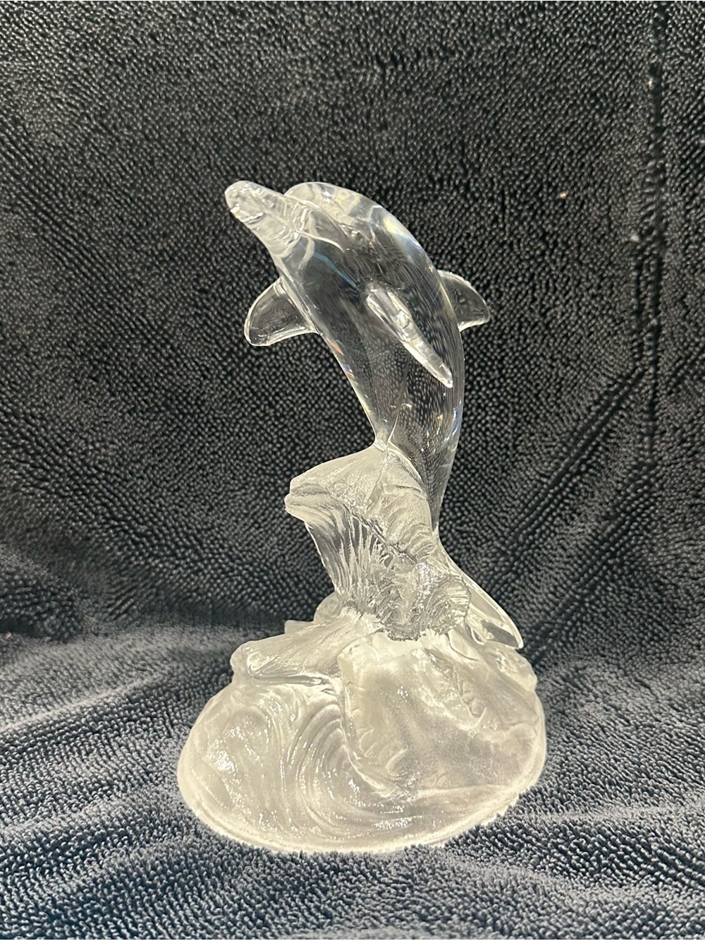Clear Glass Dolphin Sculpture - Decorative Home Art